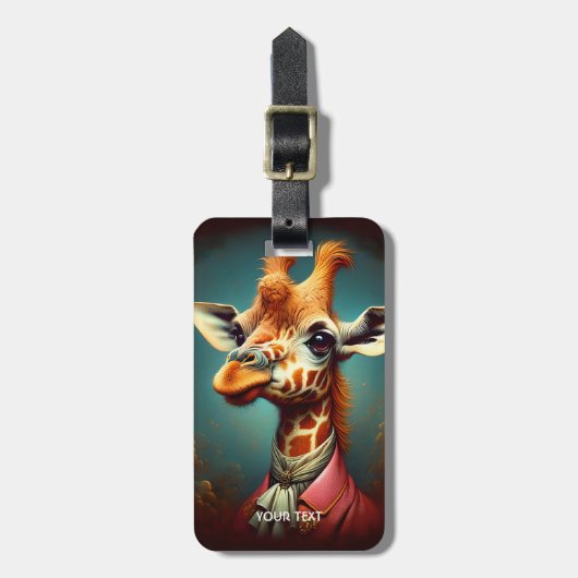 ファンタジーかわいいアールデコキリン ラゲッジタグ (正面縦)