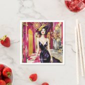 ファンタジーかわいいアールデコレディ スタンダードカクテルナプキン (インサイチュ)