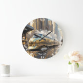 ファンタジーかわいいアールデコ列車 ラージ壁時計 (ホーム)