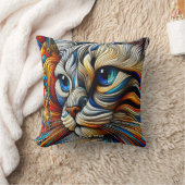 ファンタジーかわいいアールデコ猫 クッション (ブランケット)