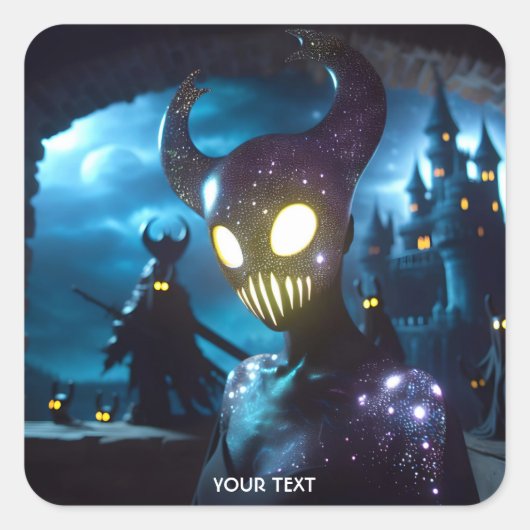 ファンタジーかわいいイエローアイマスク スクエアシール (正面)