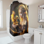 ファンタジーかわいいイエローベビードラゴン シャワーカーテン (インサイチュ)