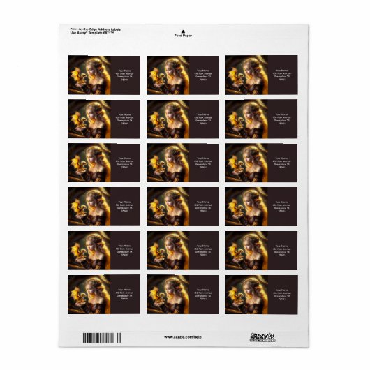 ファンタジーかわいいイエローベビードラゴン ラベル (フルシート)