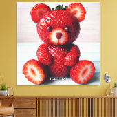 ファンタジーかわいいイチゴクマ キャンバスプリント (インサイチュ (リビング))