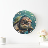 ファンタジーかわいいウミガメの海 ラージ壁時計 (ホーム)