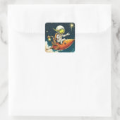ファンタジーかわいいエイリアン宇宙船 スクエアシール (バッグ)
