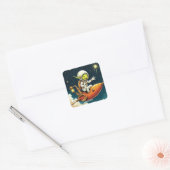 ファンタジーかわいいエイリアン宇宙船 スクエアシール (封筒)