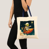ファンタジーかわいいエイリアン宇宙船 トートバッグ (正面(商品))