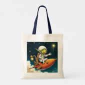 ファンタジーかわいいエイリアン宇宙船 トートバッグ (裏面)