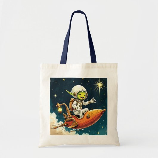 ファンタジーかわいいエイリアン宇宙船 トートバッグ (正面)