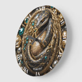 ファンタジーかわいいエッグスネークジュエリー ラージ壁時計 (傾斜)