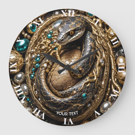 ファンタジーかわいいエッグスネークジュエリー ラージ壁時計 (正面)