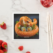 ファンタジーかわいいオレンジのスネーク寿司 スタンダードカクテルナプキン (インサイチュ)