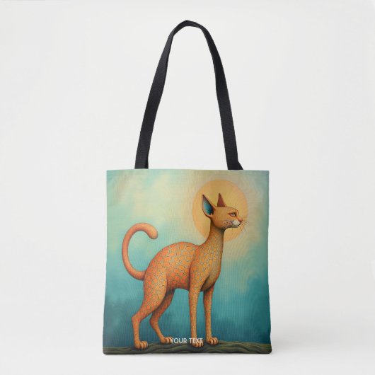 ファンタジーかわいいオレンジ抽象芸術猫 トートバッグ (正面)