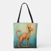 ファンタジーかわいいオレンジ抽象芸術猫 トートバッグ (裏面)