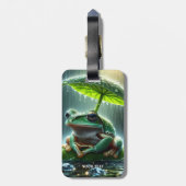 ファンタジーかわいいカエルの葉傘 ラゲッジタグ (裏面縦)