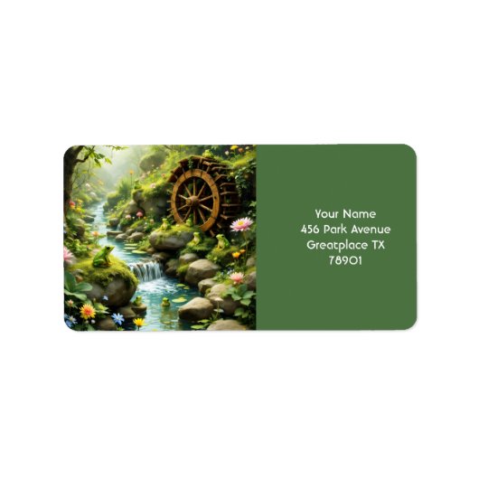 ファンタジーかわいいカエル川林 ラベル (正面)