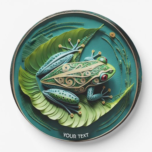 ファンタジーかわいいカエル離れのフリーガ ペーパープレート (正面)