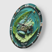 ファンタジーかわいいカエル離れのフリーガ ラージ壁時計 (傾斜)
