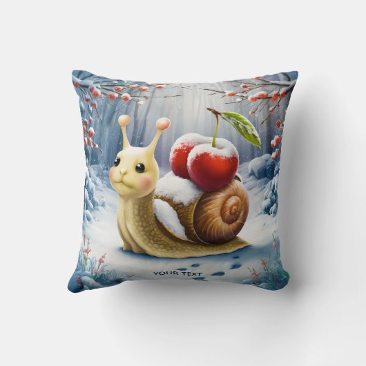 ファンタジーかわいいカタツムリさくらんぼ冬 クッション (裏面)