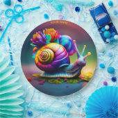 ファンタジーかわいいカタツムリ（花） ペーパープレート (パーティー)