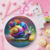 ファンタジーかわいいカタツムリ（花） ペーパープレート (パーティー)