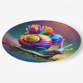 ファンタジーかわいいカタツムリ（花） ペーパープレート (アングル)