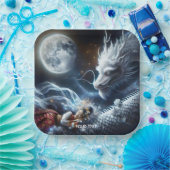 ファンタジーかわいいガールドラゴンムーン ペーパープレート (パーティー)