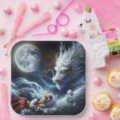 ファンタジーかわいいガールドラゴンムーン ペーパープレート (パーティー)