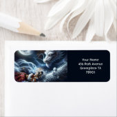 ファンタジーかわいいガールドラゴンムーン ラベル (インサイチュ)