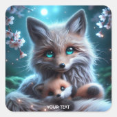 ファンタジーかわいいキツネ保持用プルシェ スクエアシール (正面)