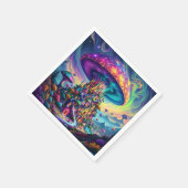 ファンタジーかわいいキノコの虹の空 スタンダードカクテルナプキン (角)