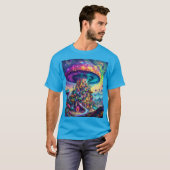 ファンタジーかわいいキノコの虹の空 Tシャツ (正面フル)
