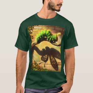 ファンタジーかわいいキャタピラーバタフライシャドー Tシャツ