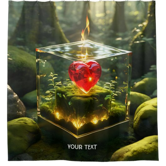 ファンタジーかわいいキューブハート林 シャワーカーテン (正面)