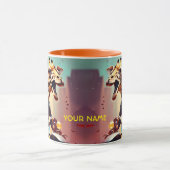 ファンタジーかわいいキリン乗り自転車 マグカップ (中央)