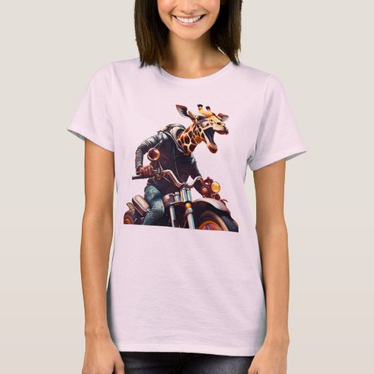 ファンタジーかわいいキリン乗り自転車 Tシャツ (正面)