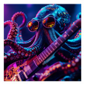 ファンタジーかわいいギターサングラスタコ ポスター (正面)