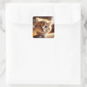 ファンタジーかわいいクローズアップ小さな子猫 スクエアシール (バッグ)