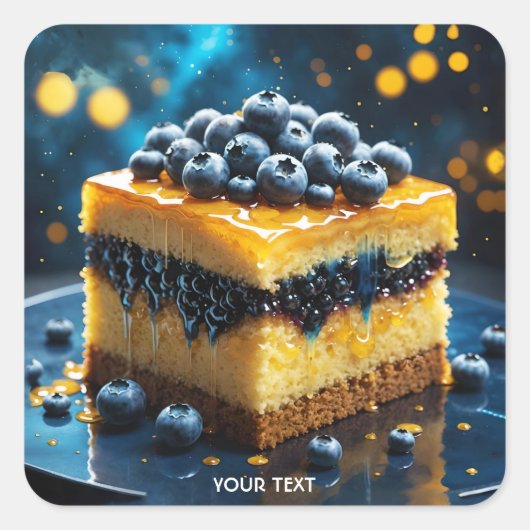 ファンタジーかわいいケーキハニーブルーベリー スクエアシール (正面)