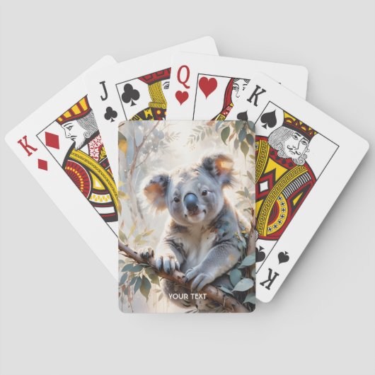 ファンタジーかわいいコアラの木の水色 トランプ (裏面)