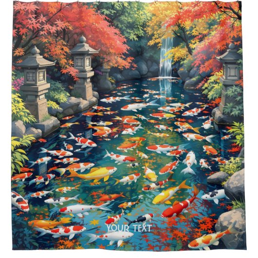 ファンタジーかわいいコイ魚池 シャワーカーテン (正面)