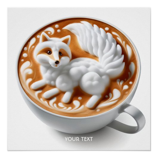 ファンタジーかわいいコーヒーキツネカップ ポスター (正面)