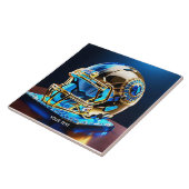 ファンタジーかわいいサッカーブルーヘルメット タイル (側面)