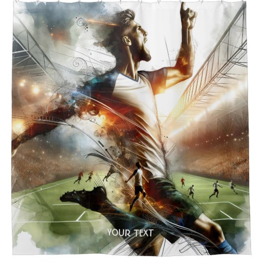 ファンタジーかわいいサッカー選手スタジアム シャワーカーテン (正面)