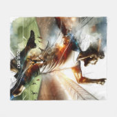 ファンタジーかわいいサッカー選手スタジアム フリースブランケット (正面(横))