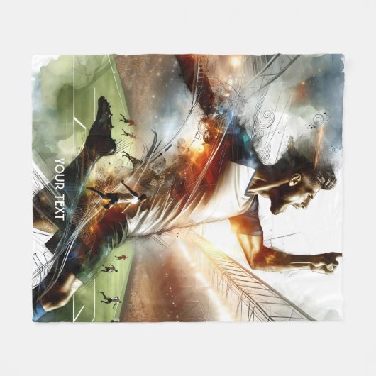 ファンタジーかわいいサッカー選手スタジアム フリースブランケット (正面(横))