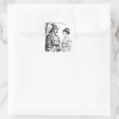 ファンタジーかわいいサムライ芸者鉛筆 スクエアシール (バッグ)