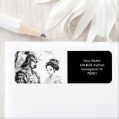 ファンタジーかわいいサムライ芸者鉛筆 ラベル (インサイチュ)