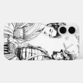 ファンタジーかわいいサムライ芸者鉛筆 Case-Mate iPhoneケース (裏面 (横))